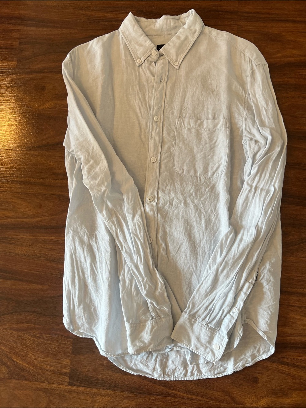 Club Monaco Light Blue Linen Button-Down Shirt